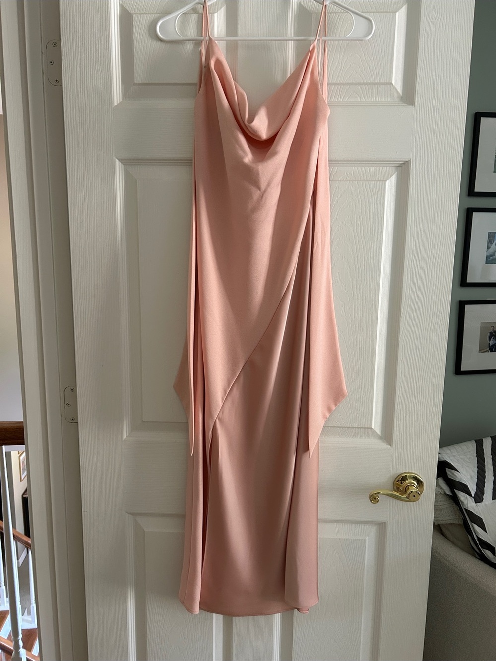 Cushnie Blush Pink Draped Slip Midi Dress